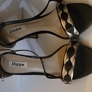 Dune London sandals black and gold